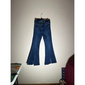 American Eagle Outfitters Women's Flare Jeans Dark Wash Split Hem Size 6